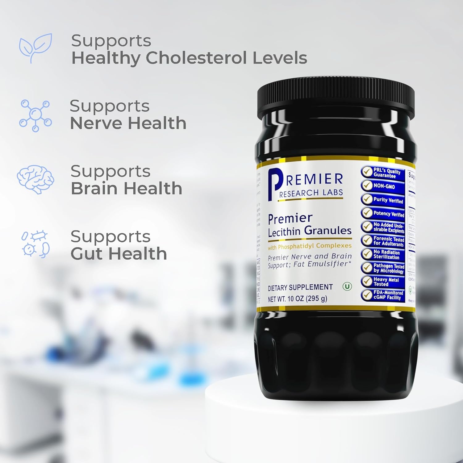 Non GMO Soy Lecithin Granules for Baking - Brain & Nerve Support Supplement - 10 oz
