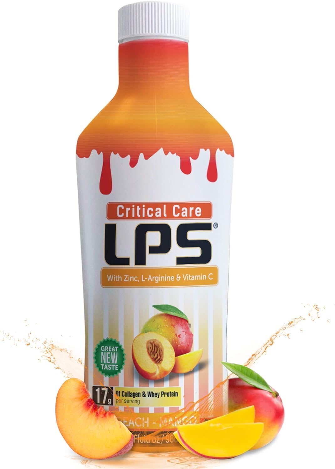 Non-GMO Sugar-Free Liquid Collagen & Whey Protein Supplement for Healthy Skin & Hair - Peach Mango Flavor