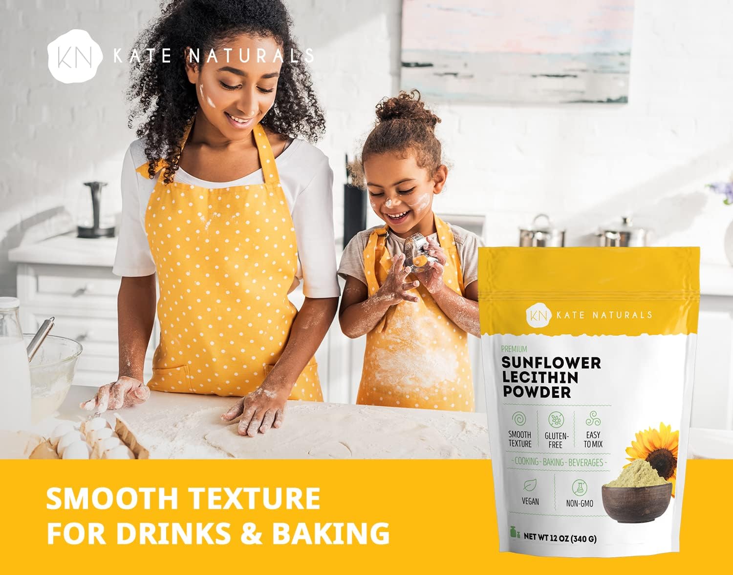 Non-GMO Sunflower Lecithin Powder for Baking, Cooking, and Lactation Support - Soy Lecithin Substitute (12 oz)