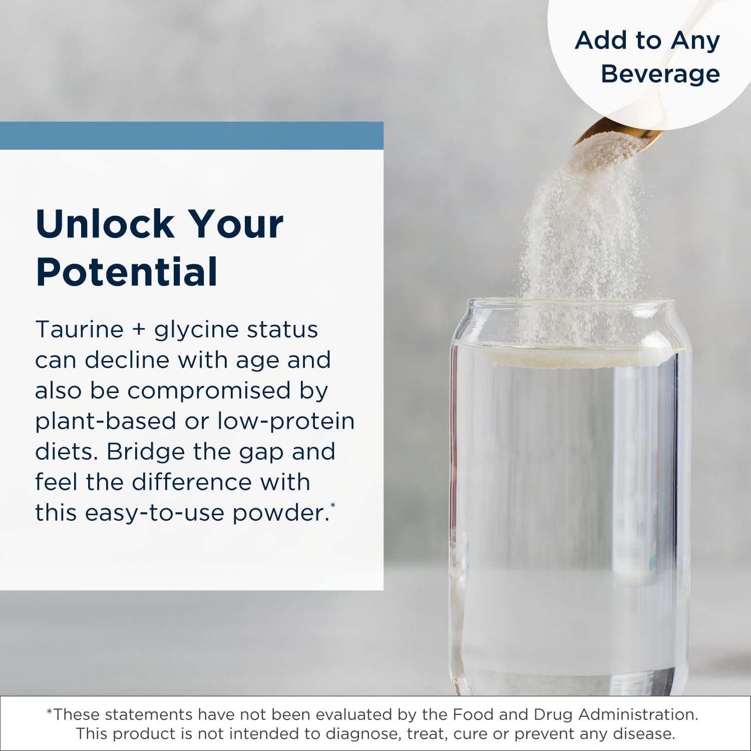 Non-GMO Taurine and Glycine Powder for Healthy Aging - Supports Cellular, Metabolic, and Heart Health - Unflavored Amino Acid Supplement (250 g)