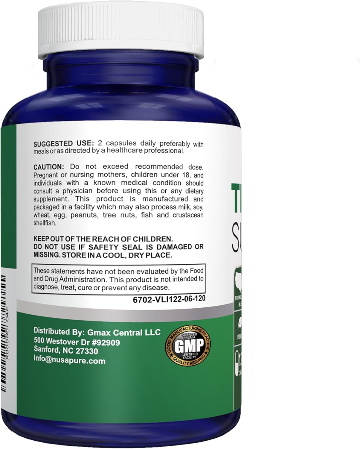 Non-GMO Thyroid Support Supplement with Ashwagandha, Iodine, Zinc, Kelp, Vitamin B12, L-Tyrosine, Selenium, and Copper - 120 Capsules by NusaPure