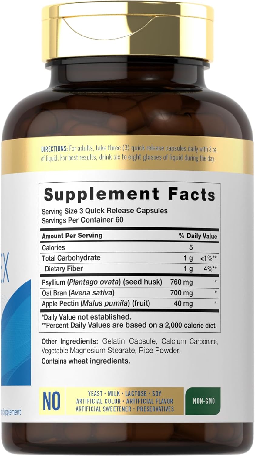 Non-GMO Triple Action Fiber Supplement | Carlyle Fiber Complex | 180 Capsules