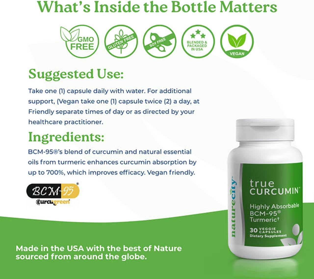 Non-GMO True-Curcumin Turmeric Supplement Capsules for Joint Support with Up to 700% Increased Absorption - 60 Day Supply