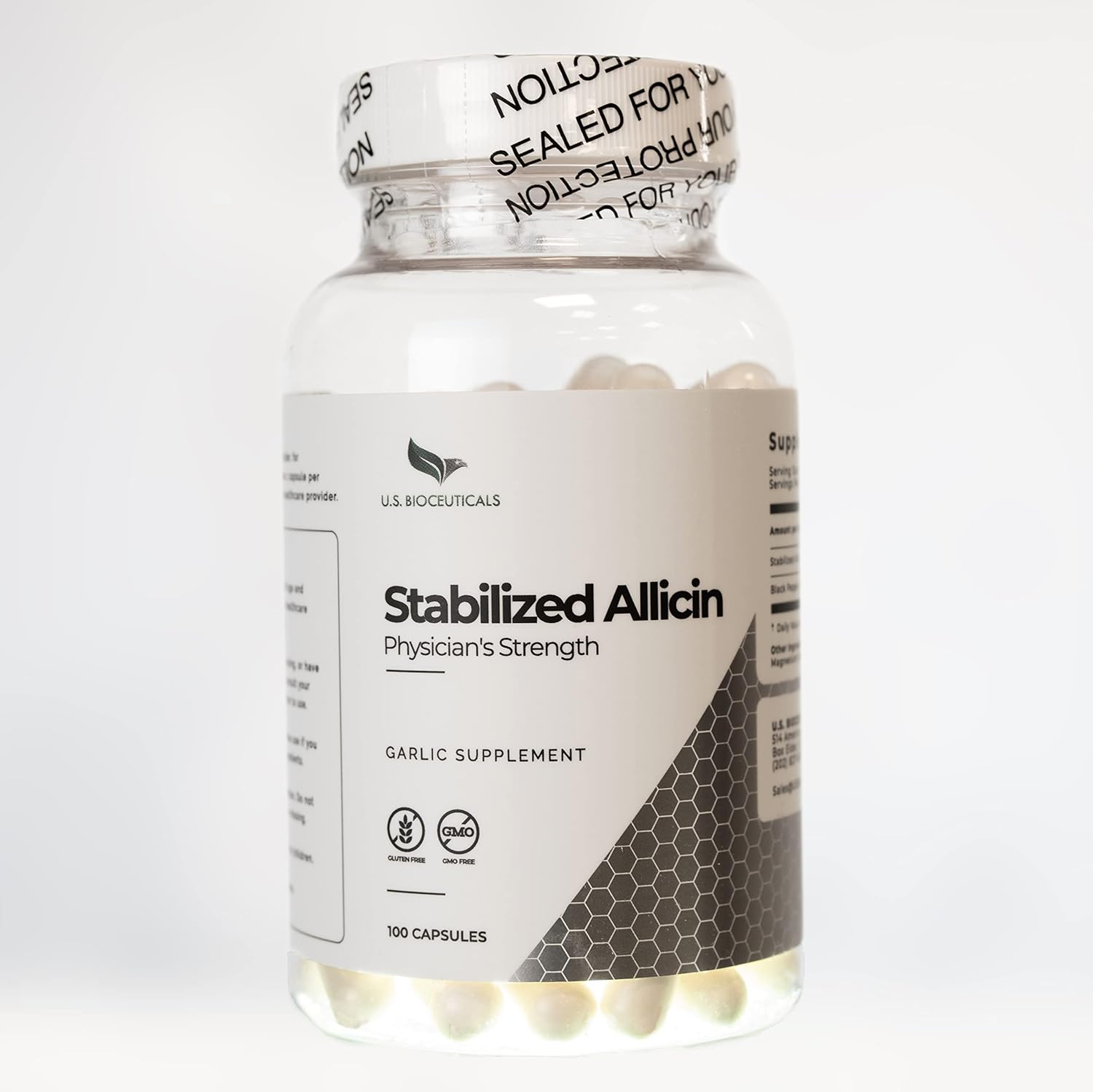 Non-GMO U.S. Bioceuticals Stabilized Allicin - 700,000 mcg Allicin - Lab Tested - cGMP Certified