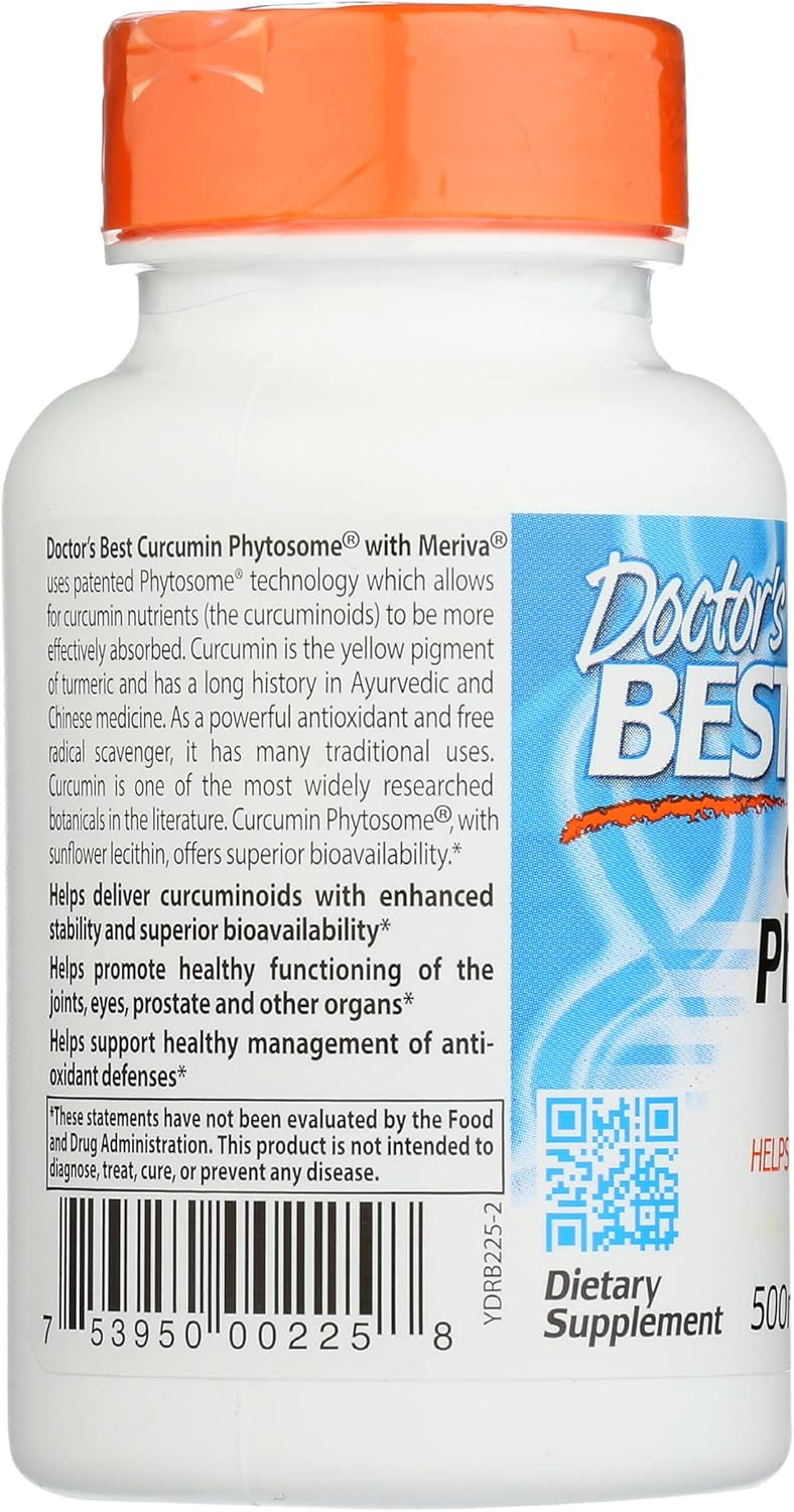 Non-GMO Vegan Curcumin Phytosome with Meriva by Doctor's Best - 60 Veggie Capsules