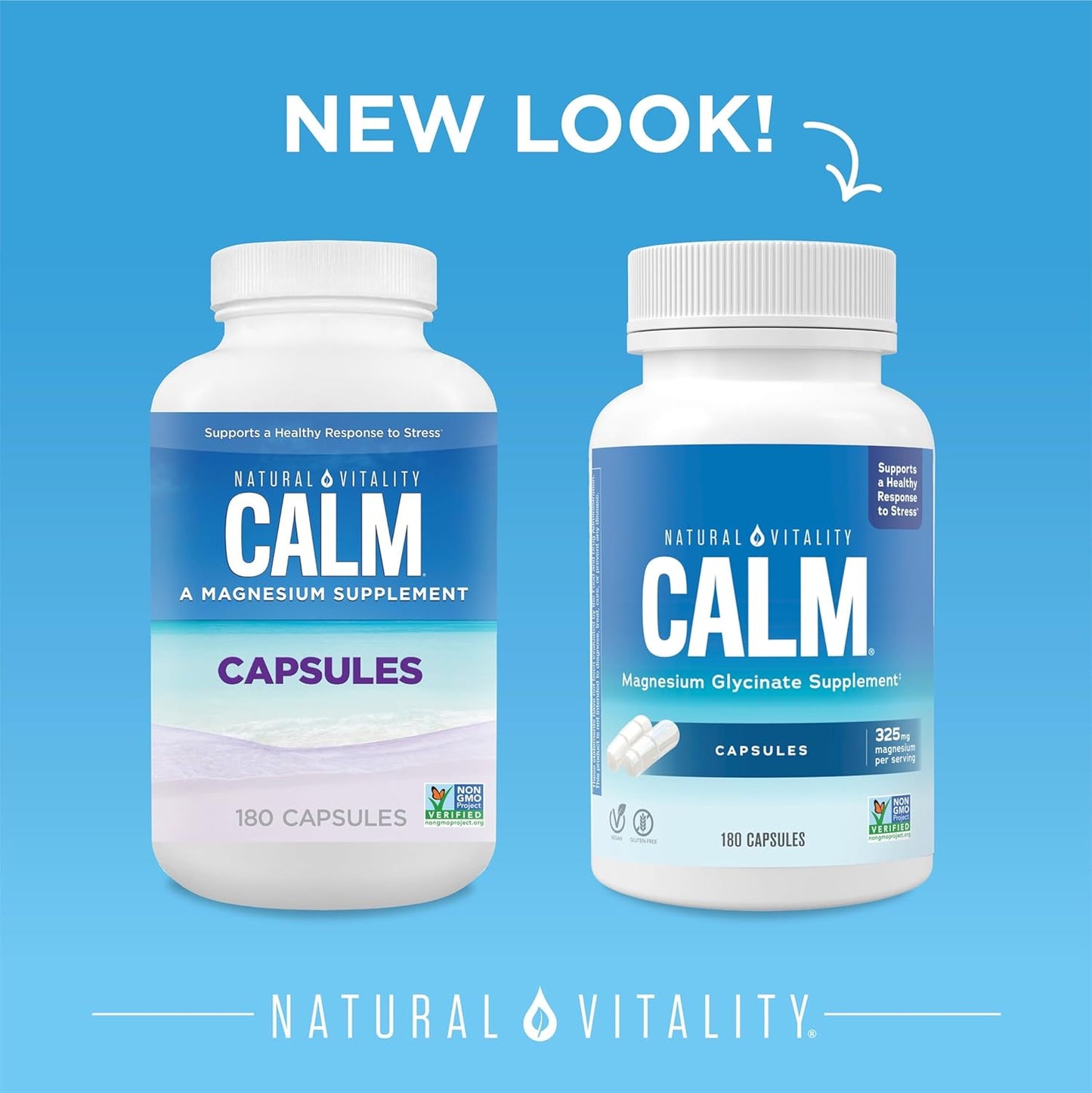 Non-GMO Vegan Magnesium Glycinate for Bone, Muscle, Heart & Nerve Health - Natural Vitality Calm, Gluten-Free 180ct
