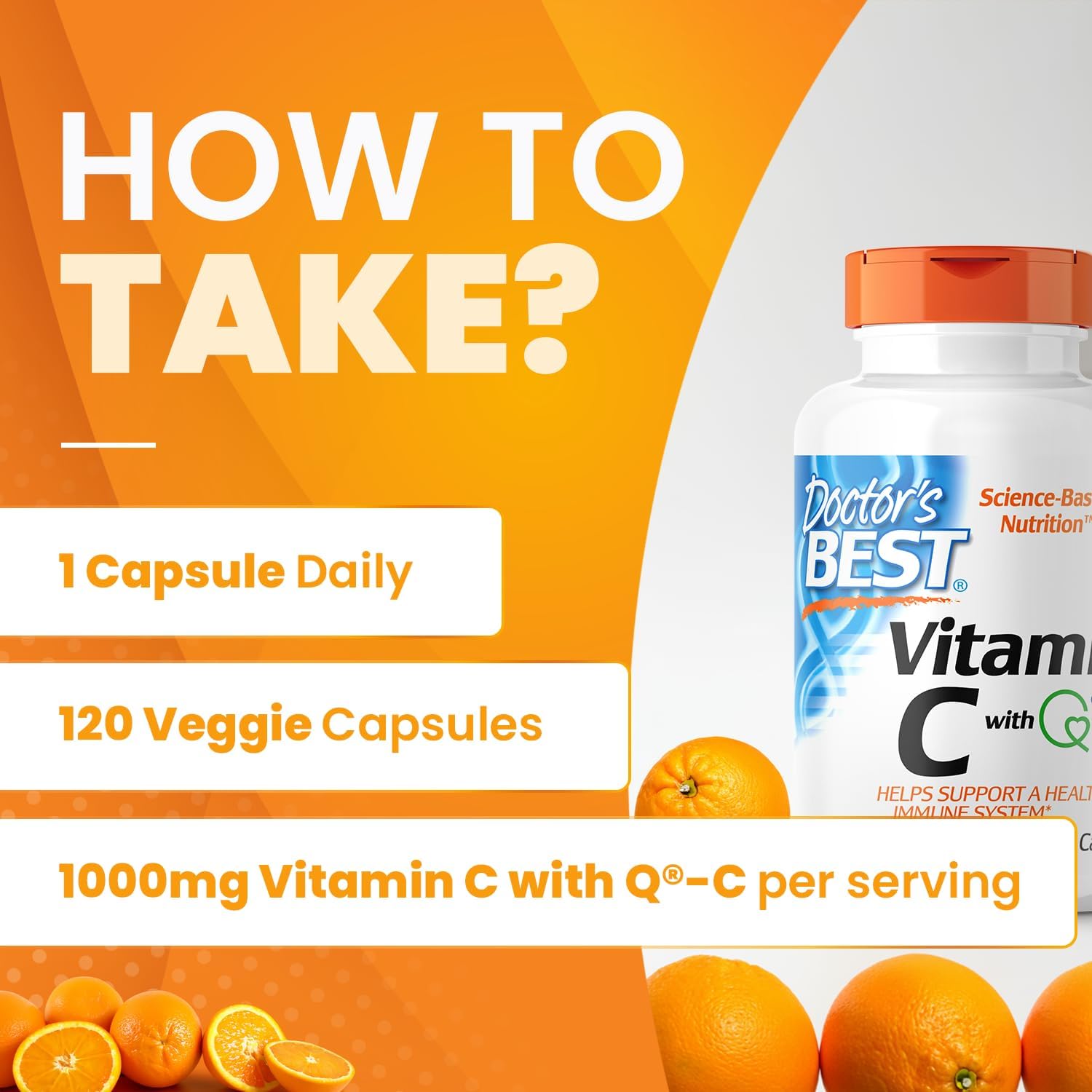 Non-GMO Vegan Vitamin C 1000mg Veggie Caps - Doctor's Best with Q-C, Gluten & Soy Free, 120 Count