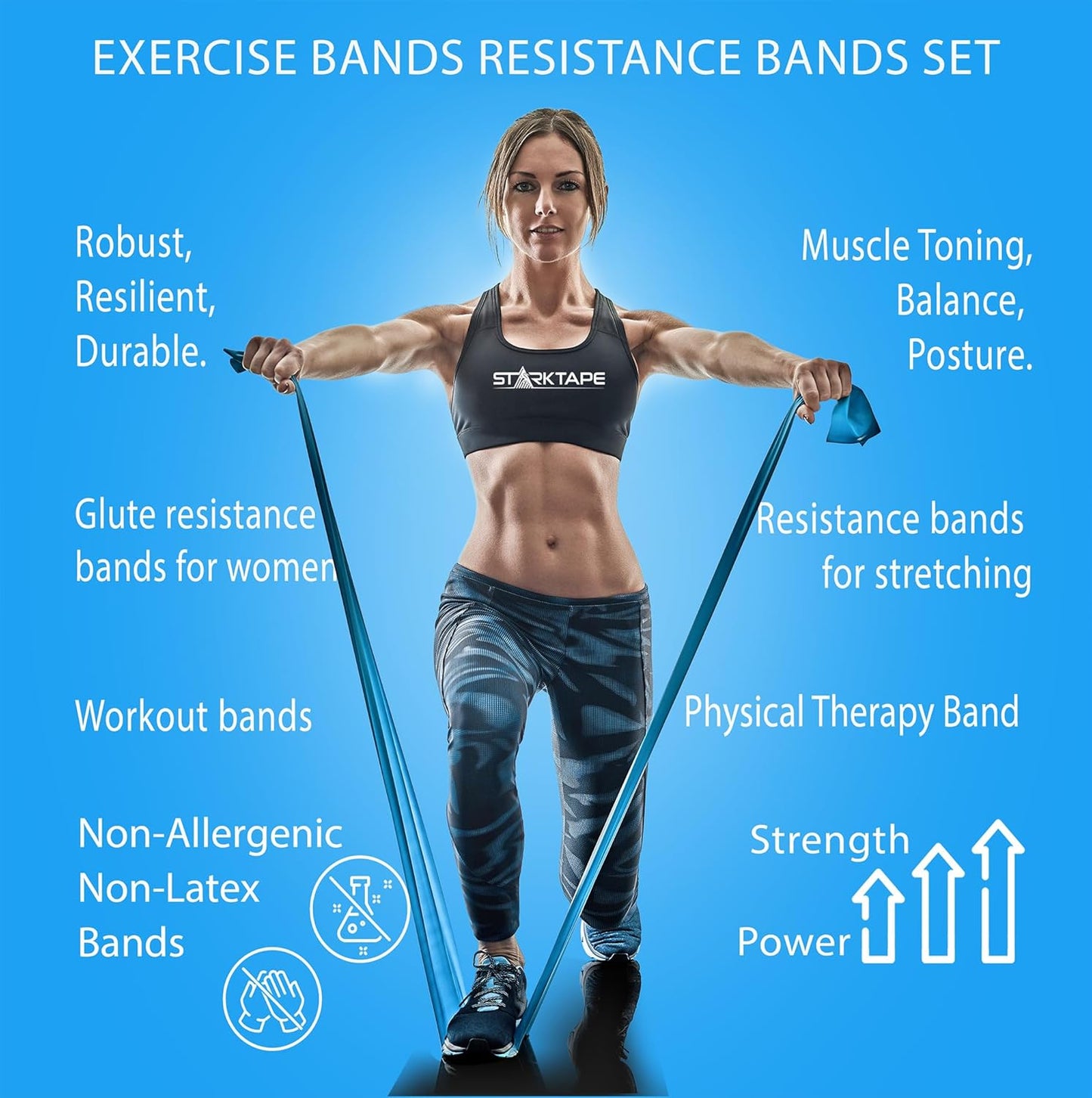 Non-Latex Resistance Bands Set - Ideal for Home Workouts, Yoga, Pilates, and Physical Therapy - 3 or 5 Pack with Professional Elastic Bands