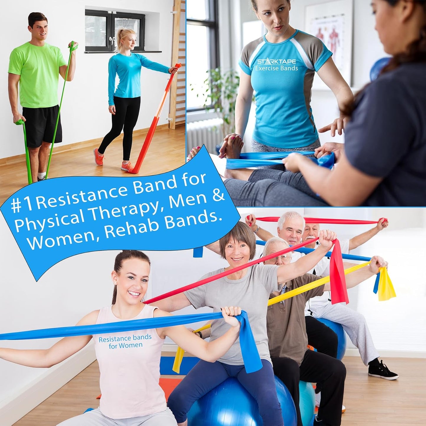 Non-Latex Resistance Bands Set - Ideal for Home Workouts, Yoga, Pilates, and Physical Therapy - 3 or 5 Pack with Professional Elastic Bands