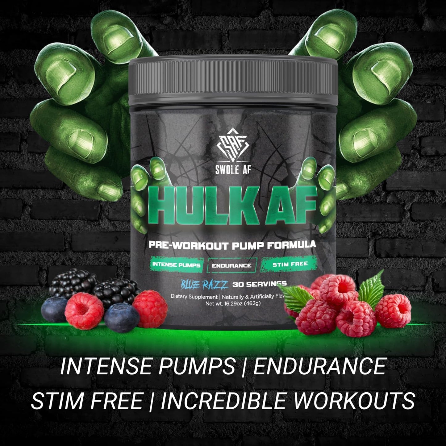Non-Stimulant Pre-Workout Pump Formula for Improved Circulation and Muscular Power Output - Blue Razz Flavor