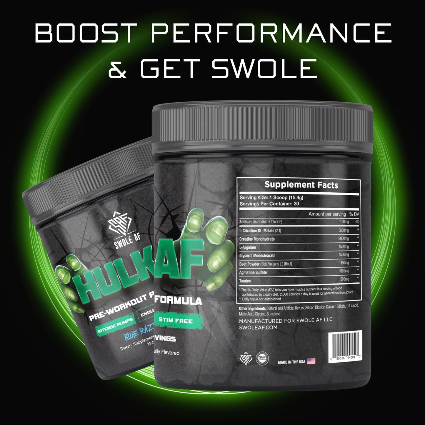 Non-Stimulant Pre-Workout Pump Formula for Improved Circulation and Muscular Power Output - Blue Razz Flavor