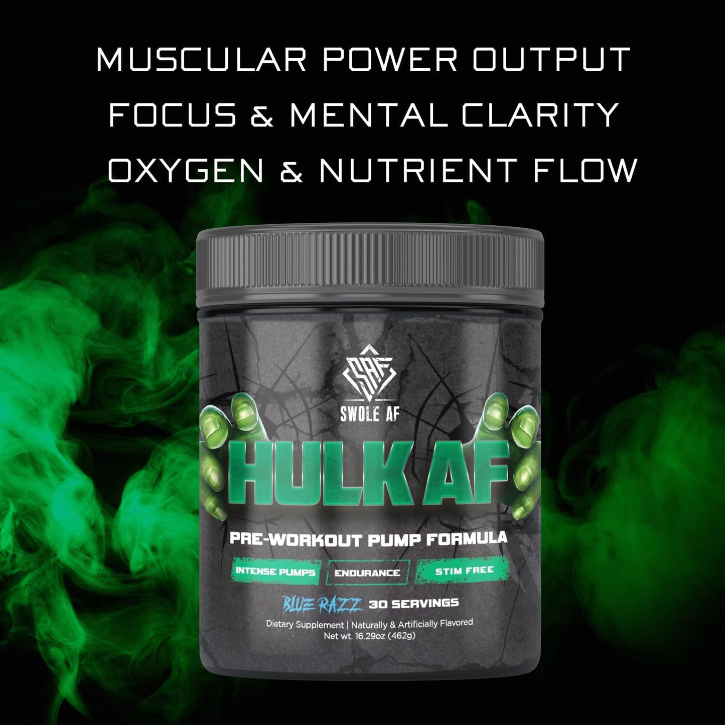 Non-Stimulant Pre-Workout Pump Formula for Improved Circulation and Muscular Power Output - Blue Razz Flavor
