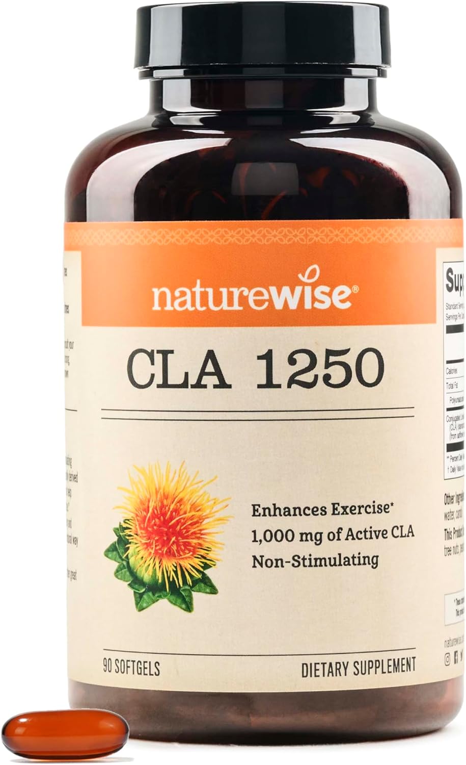 Non-Stimulating CLA 1250 Supplement for Weight Support - 90 Softgels, Non-GMO, Gluten Free - Ideal for Men and Women to Reach Fitness Goals