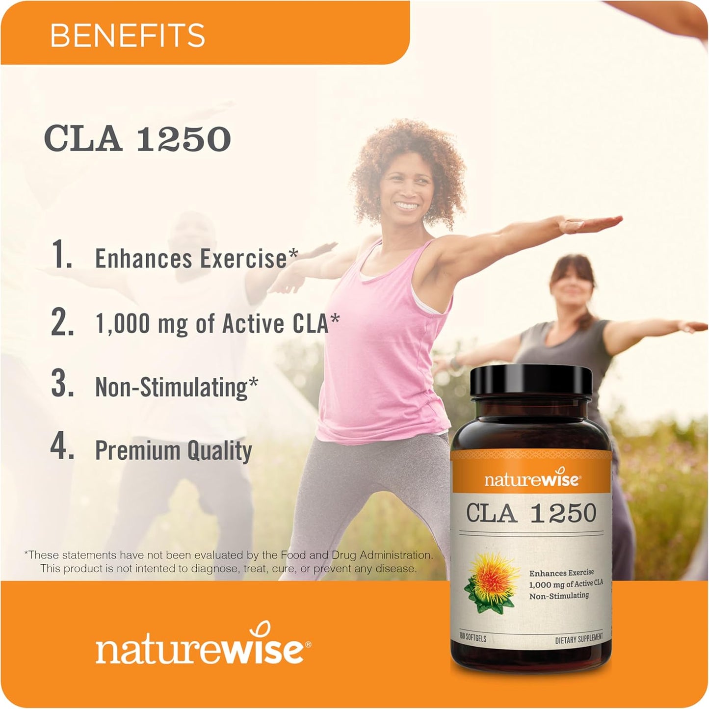 Non-Stimulating CLA 1250 Supplement for Weight Support - 90 Softgels, Non-GMO, Gluten Free - Ideal for Men and Women to Reach Fitness Goals