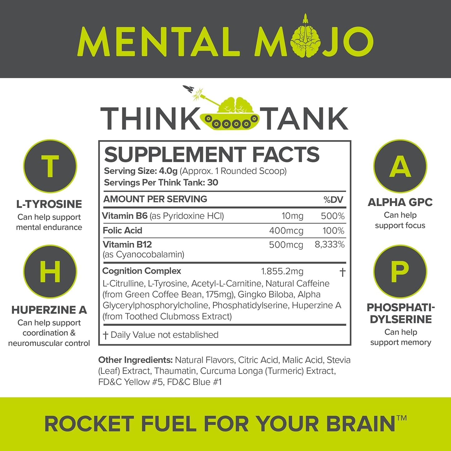 Nootropic Brain Booster Drink Mix - 30 Servings, Sugar-Free Energy & Memory Support - Kiwi Strawberry Flavor