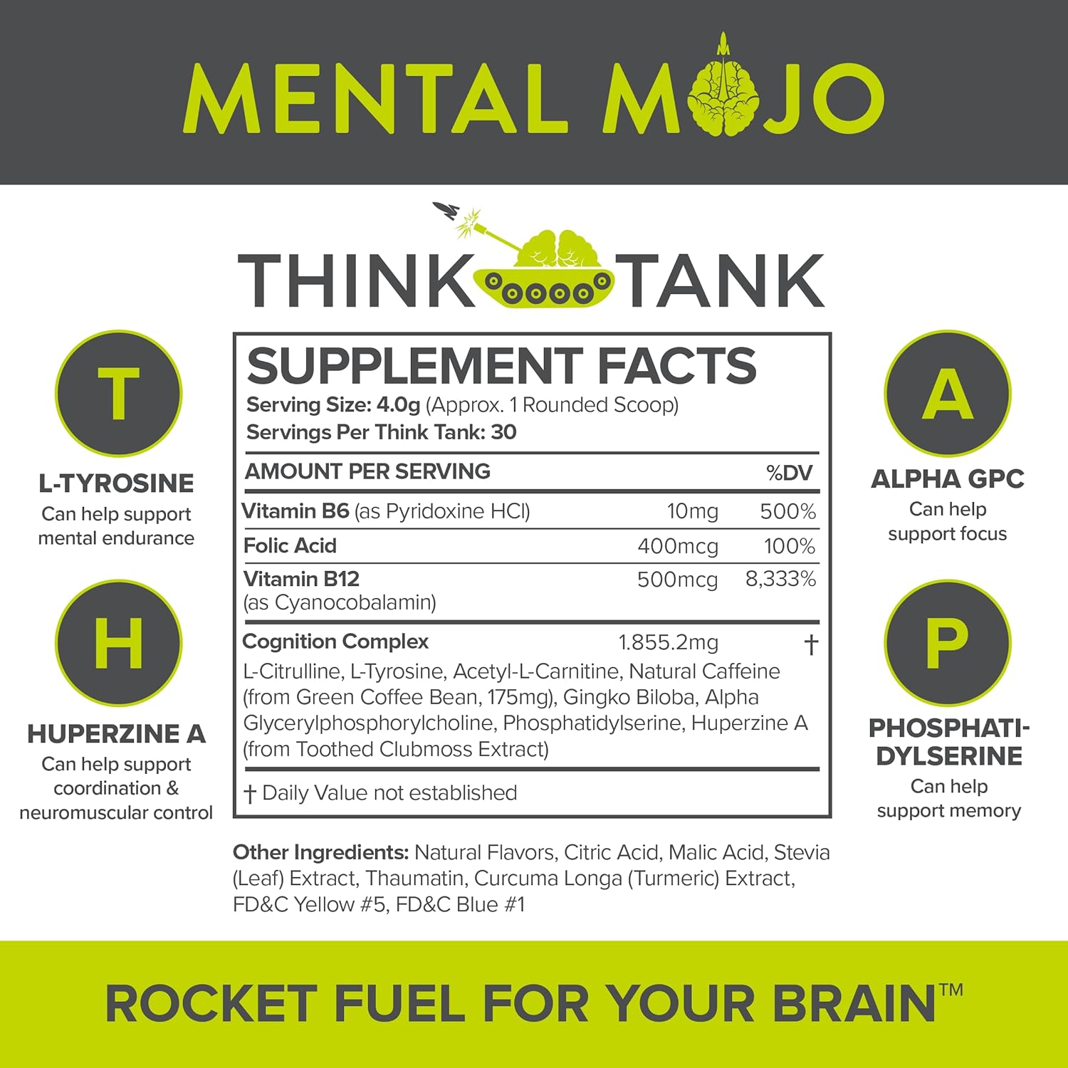 Nootropic Brain Booster Drink Mix - 30 Servings, Sugar-Free Energy & Memory Support - Kiwi Strawberry Flavor