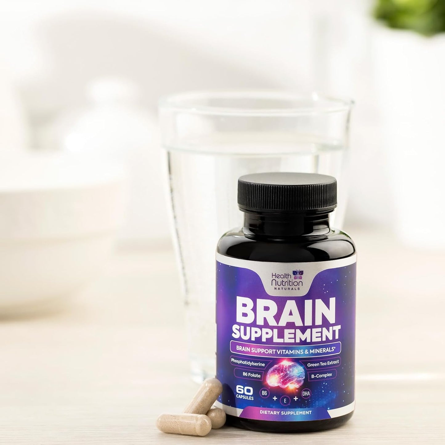 Nootropic Brain Supplements for Memory & Focus - Cognitive Support with Phosphatidylserine & Brain Health Vitamins - 60 Capsules