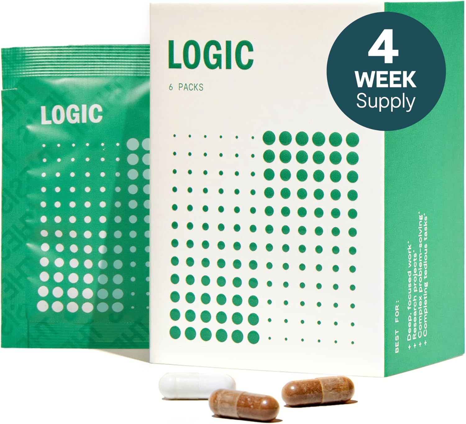 Nootropic Brain Support Supplement for Deep Thinking, Memory, and Focus - Gingko Biloba, Bacopa Monnieri, L-Theanine - 1 Month Supply