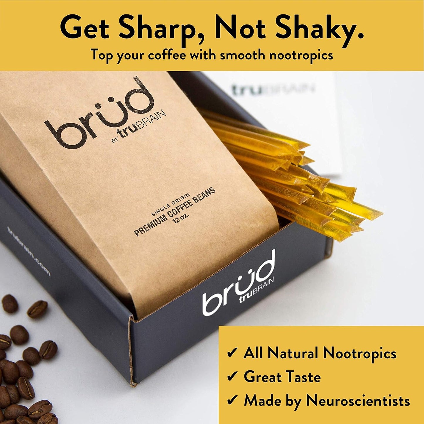 Nootropic Coffee Enhancer for Focus, Energy, and Clarity | Fast-Absorbing Brain Boosters to Enhance Memory and Productivity