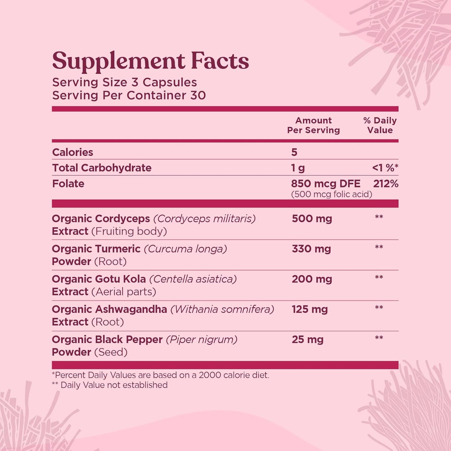 Nootropic Memory Support Capsules with Cordyceps, Turmeric & Ashwagandha | Improve Focus & Mental Clarity | 30 Servings