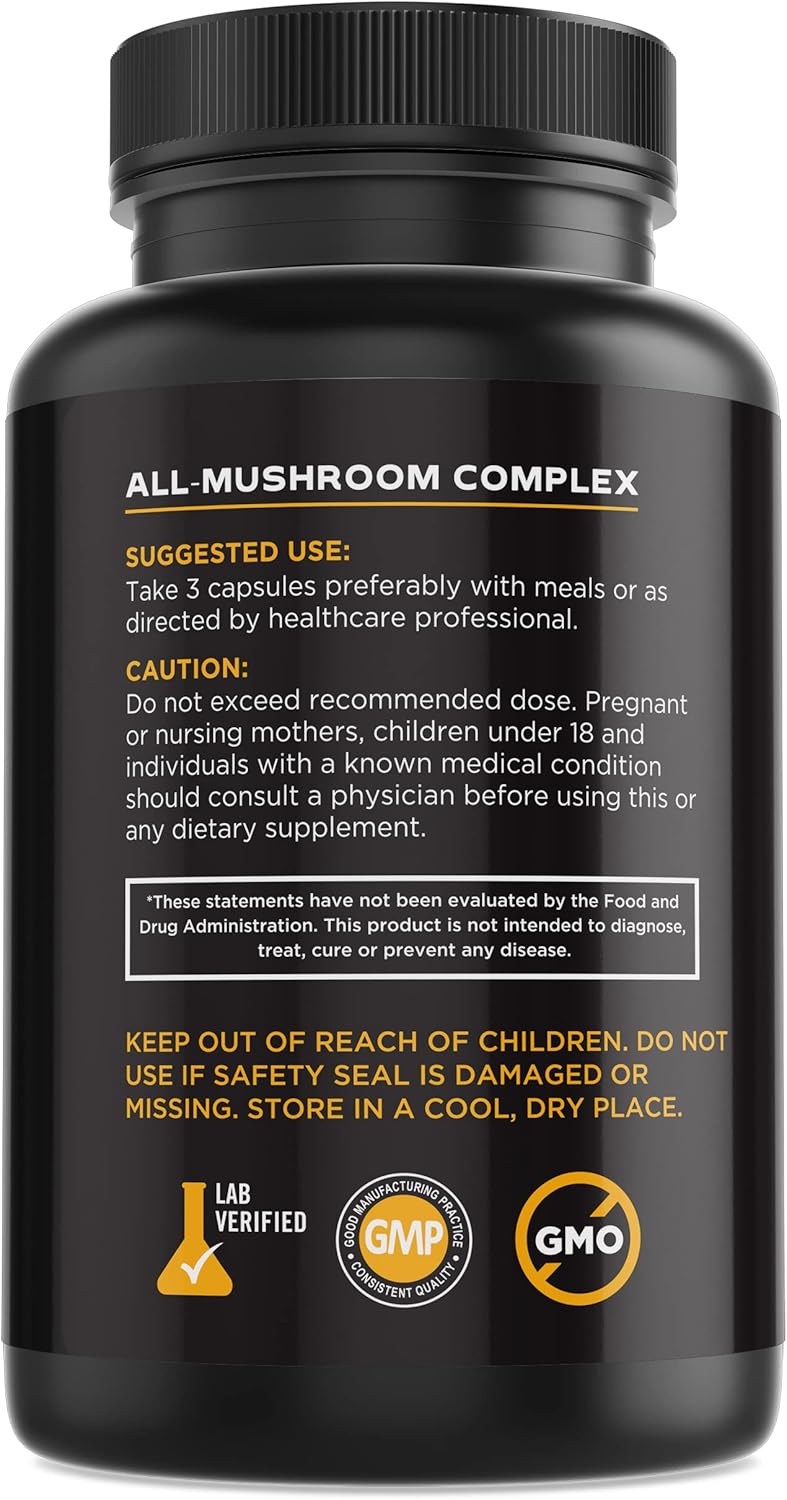 Nootropic Mushroom Supplement with Lions Mane, Turkey Tail, and Maitake for Mental Clarity and Memory Support (90 caps)