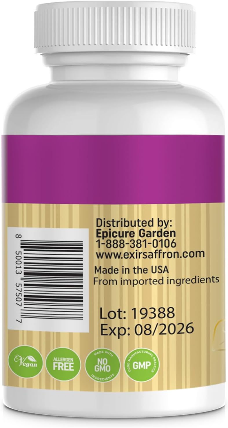 Nootropic Saffron Supplement Tablets - 30mg Saffron for Focus & Clarity - 120 Tablets with Natural Saffron Powder