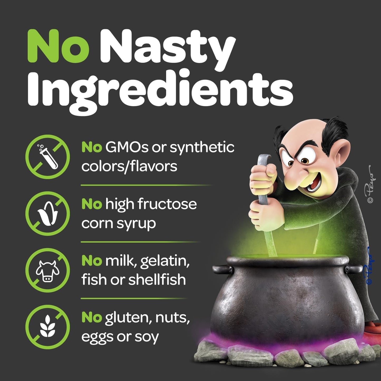 Nootropic Smurfs Gummies for Kids with Vitamin B12 & L-Theanine | Laser Focus & Memory Support | Real Fruit | 60 Vegan Gummies