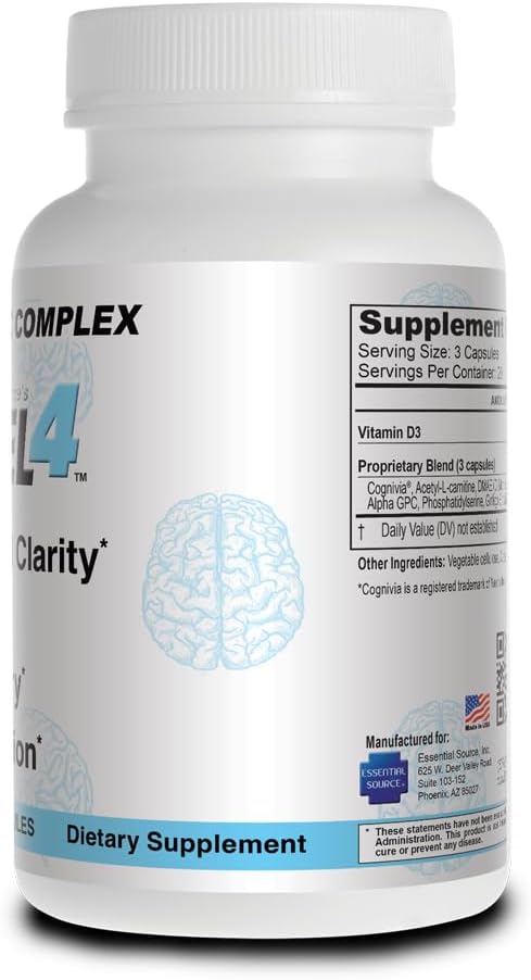 Nootropic Supplement with Vitamin D3, Ginkgo Biloba & Natural Ingredients - Non-GMO - Made in USA - 90 Capsules