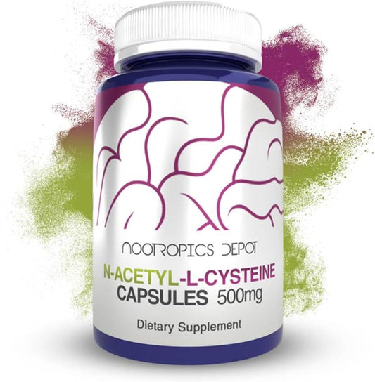 Nootropics Depot N-Acetyl L-Cysteine Capsules 500mg 180 Count - Supports Liver & Cellular Health, Glutathione & Oxidation