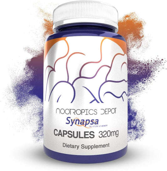Nootropics Depot Synapsa Bacopa Monnieri Capsules 320mg 180 Count Whole Plant Extract - Ayurvedic Adaptogen Supplement for Learning, Memory, Mental Performance