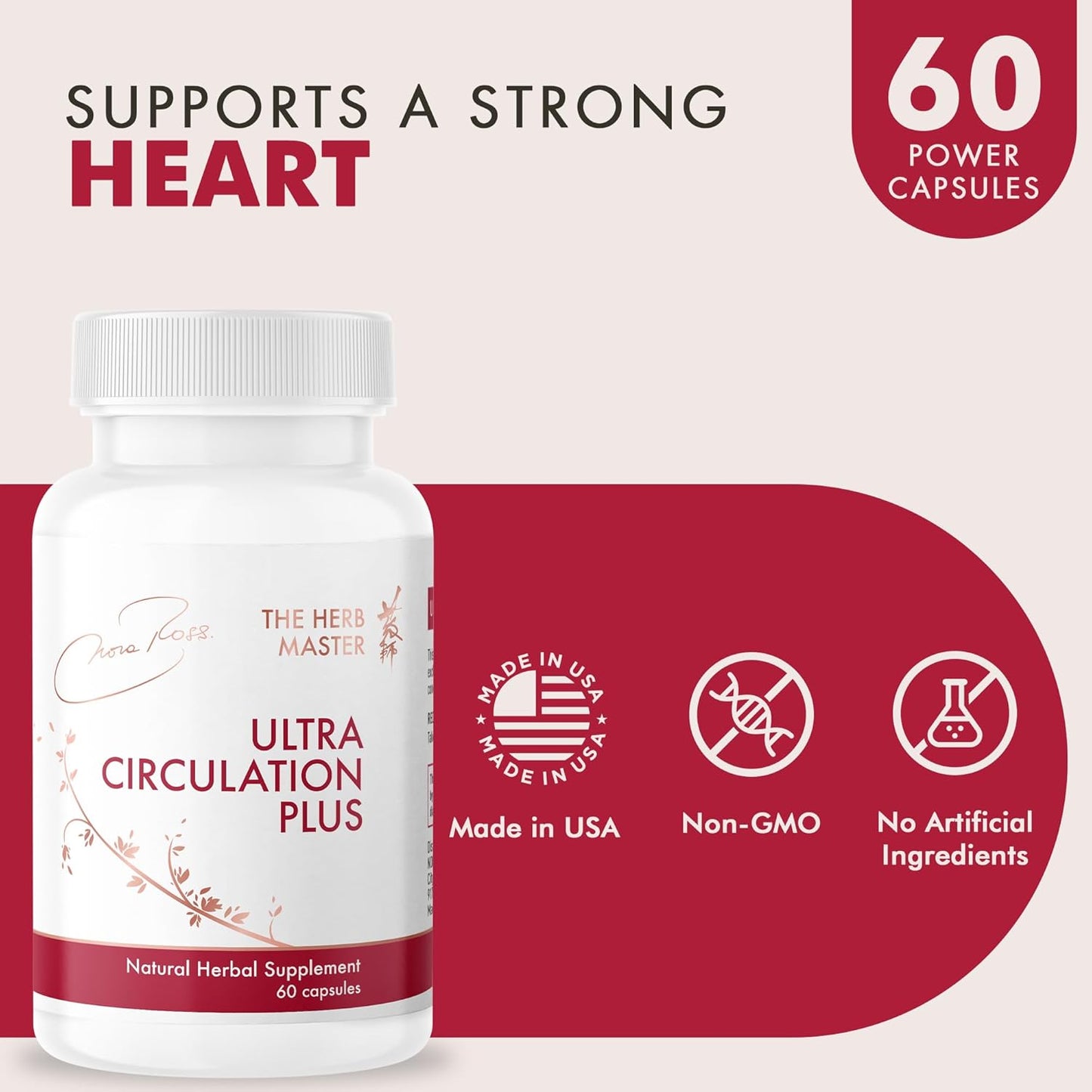Nora Ross Ultra Circulation Supplements - Heart & Relaxation Support - Nitric Oxide & Blood Flow Boost - 60 Capsules