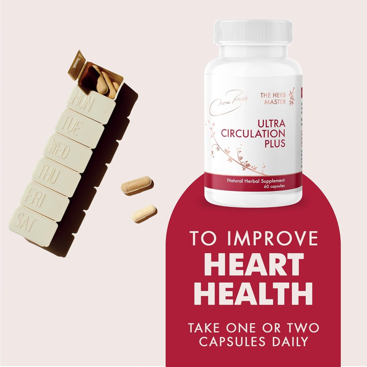 Nora Ross Ultra Circulation Supplements - Heart & Relaxation Support - Nitric Oxide & Blood Flow Boost - 60 Capsules