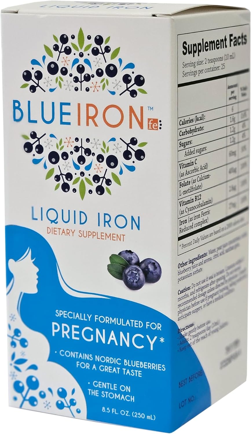 Nordic Blueberry Iron Supplement with Antioxidants for Pregnancy - 8.5 fl oz