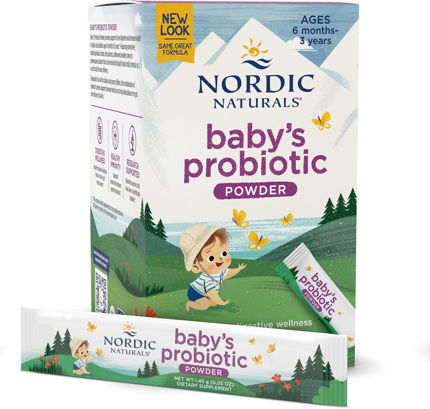 Nordic Naturals Baby Probiotic Powder - Unflavored, 30 Packets, 4 Billion CFU - Digestive & Immune Support for Babies & Toddlers