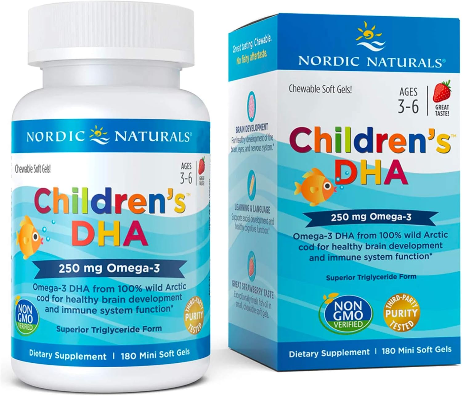 Nordic Naturals Children's DHA 250 mg Chewables - Strawberry Flavor - 180 Count