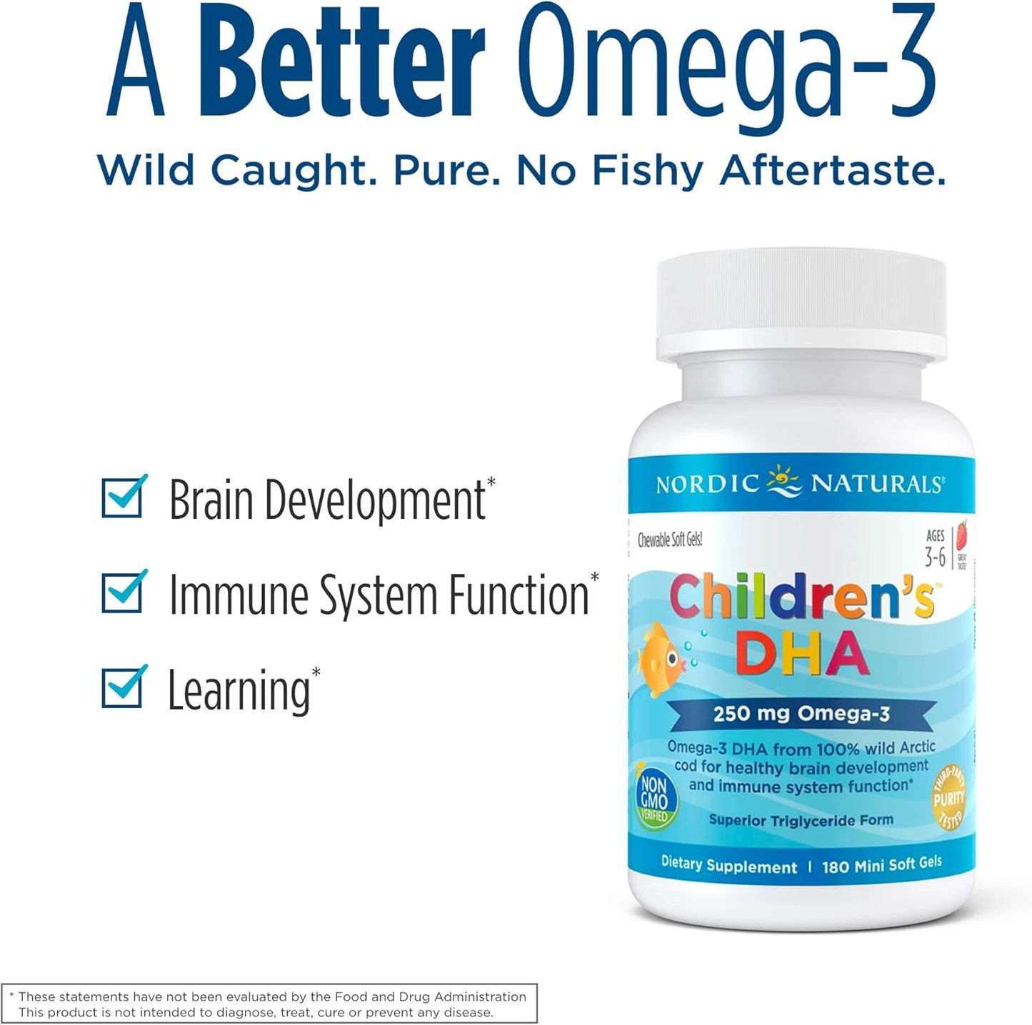 Nordic Naturals Children's DHA 250 mg Chewables - Strawberry Flavor - 180 Count