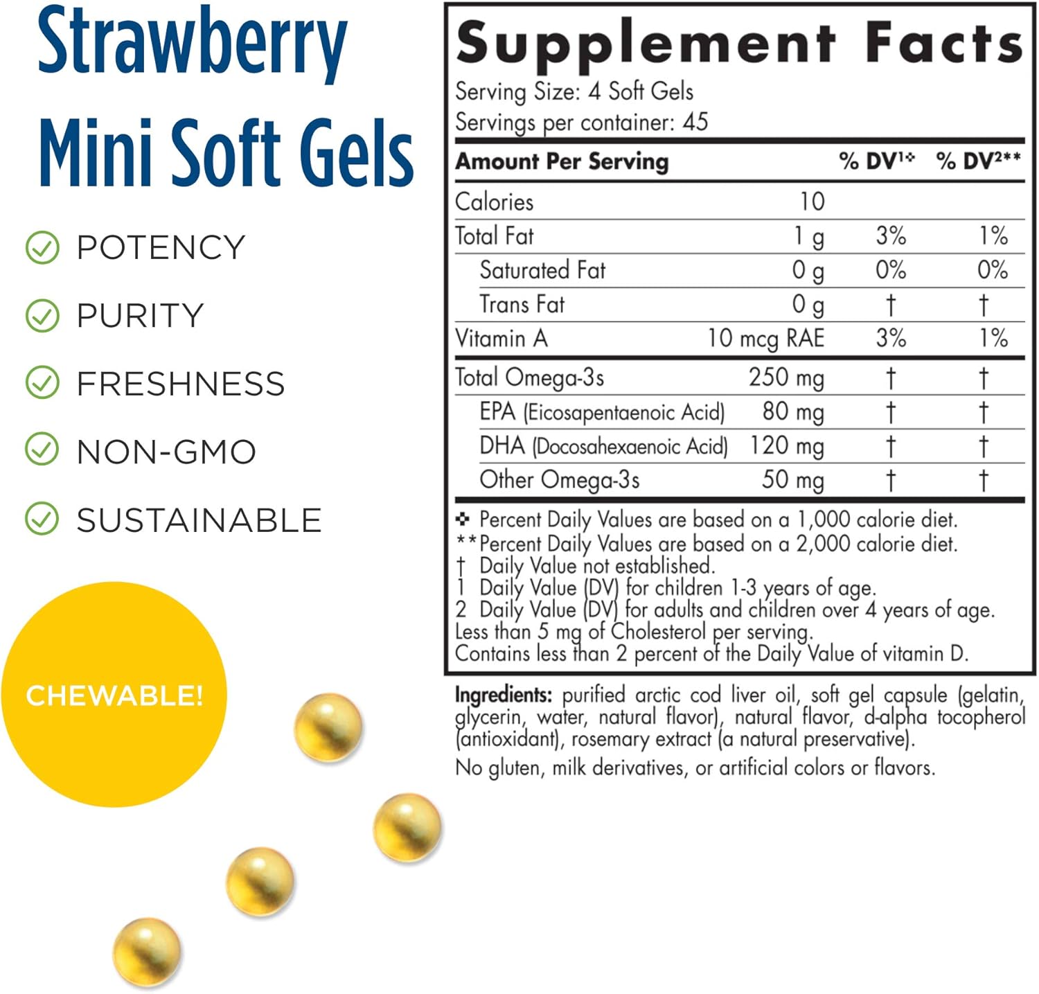 Nordic Naturals Children's DHA 250 mg Chewables - Strawberry Flavor - 180 Count