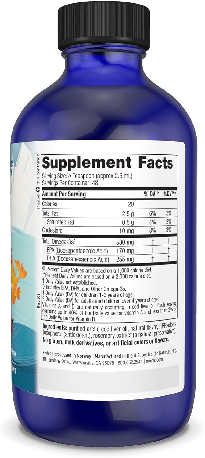 Nordic Naturals Children's DHA Strawberry Liquid Supplement - 4 oz - 530mg Omega-3 for Kids - EPA & DHA - Brain Development - Non-GMO - 48 Servings