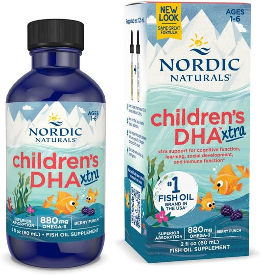 Nordic Naturals Children’s DHA Xtra Berry Punch 2 oz - 880mg Omega-3s for Kids - Cognitive & Immune Support - Non-GMO - 48 Servings