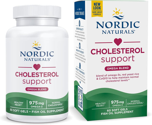 Nordic Naturals Cholesterol Omega LDL Soft Gels - Lemon Flavored with Red Yeast Rice & CoQ10 - Supports Healthy Cholesterol Levels and Antioxidant Defense - Non-GMO - 20 Servings