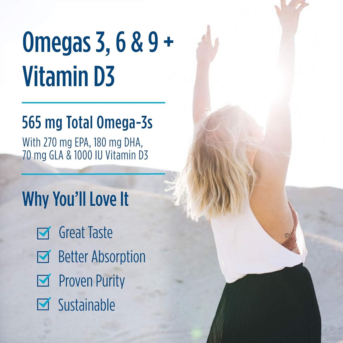 Nordic Naturals Complete Omega-D3 Lemon Soft Gels - 565mg Omega-3, 70mg GLA, 1000 IU Vitamin D3 - EPA & DHA for Skin, Joints, Cognition, Mood - Non-GMO - 30 Servings