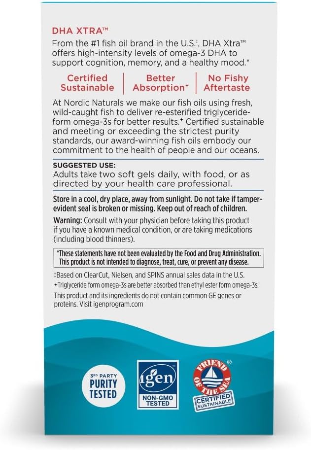 Nordic Naturals DHA Xtra Strawberry Soft Gels - 1660mg Omega-3 - Brain & Nervous System Support - Non-GMO - 90 Count.