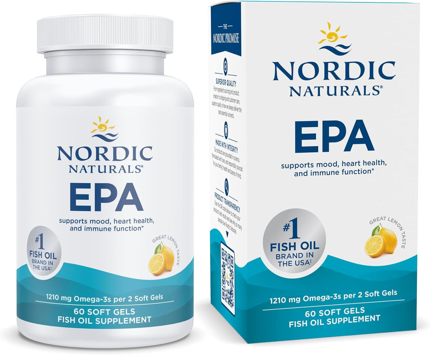 Nordic Naturals EPA Lemon Soft Gels - 60 Count - 1210mg Omega-3 - High-Intensity Formula for Mood, Heart Health, & Immunity - 30 Servings