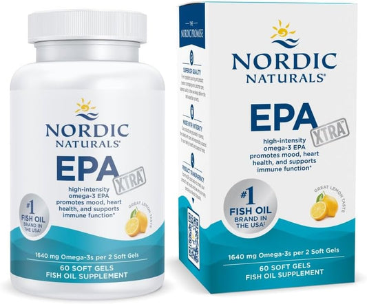 Nordic Naturals EPA Xtra Lemon Soft Gels - High-Intensity EPA Formula for Positive Mood, Heart Health & Immunity - 1640mg Omega-3 - Non-GMO - 30 Servings