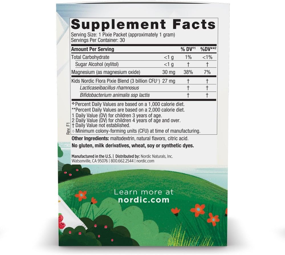 Nordic Naturals Kids Probiotic Pixies, Mixed Berry - 30 Packets - 3 Billion CFU - Digestive & Immune Support - Non-GMO Vegan - 30 Servings