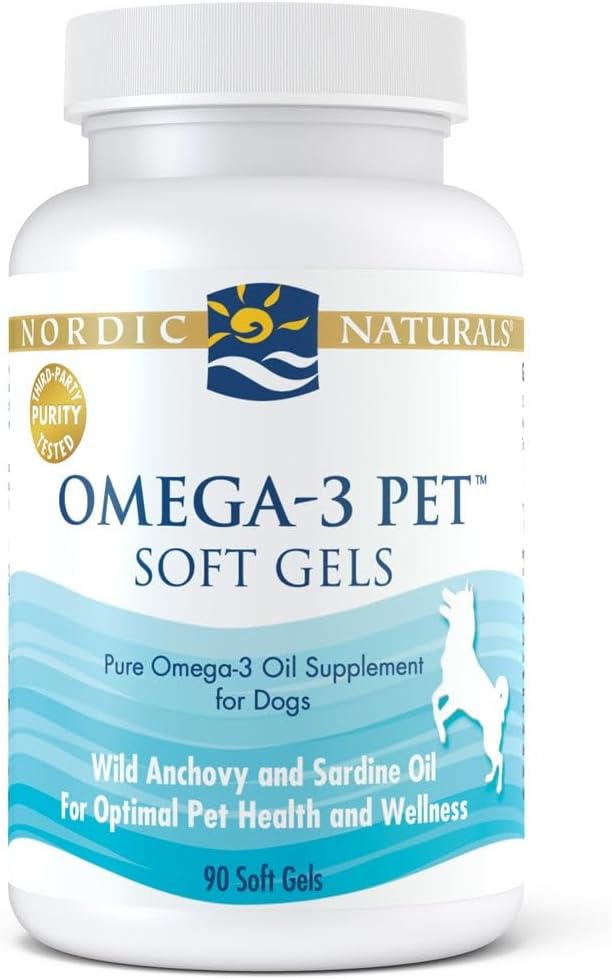 Nordic Naturals Omega-3 Pet Soft Gels - Unflavored Fish Oil for Dogs - Promotes Heart, Skin, Coat, Joint & Immune Health - 90 ct