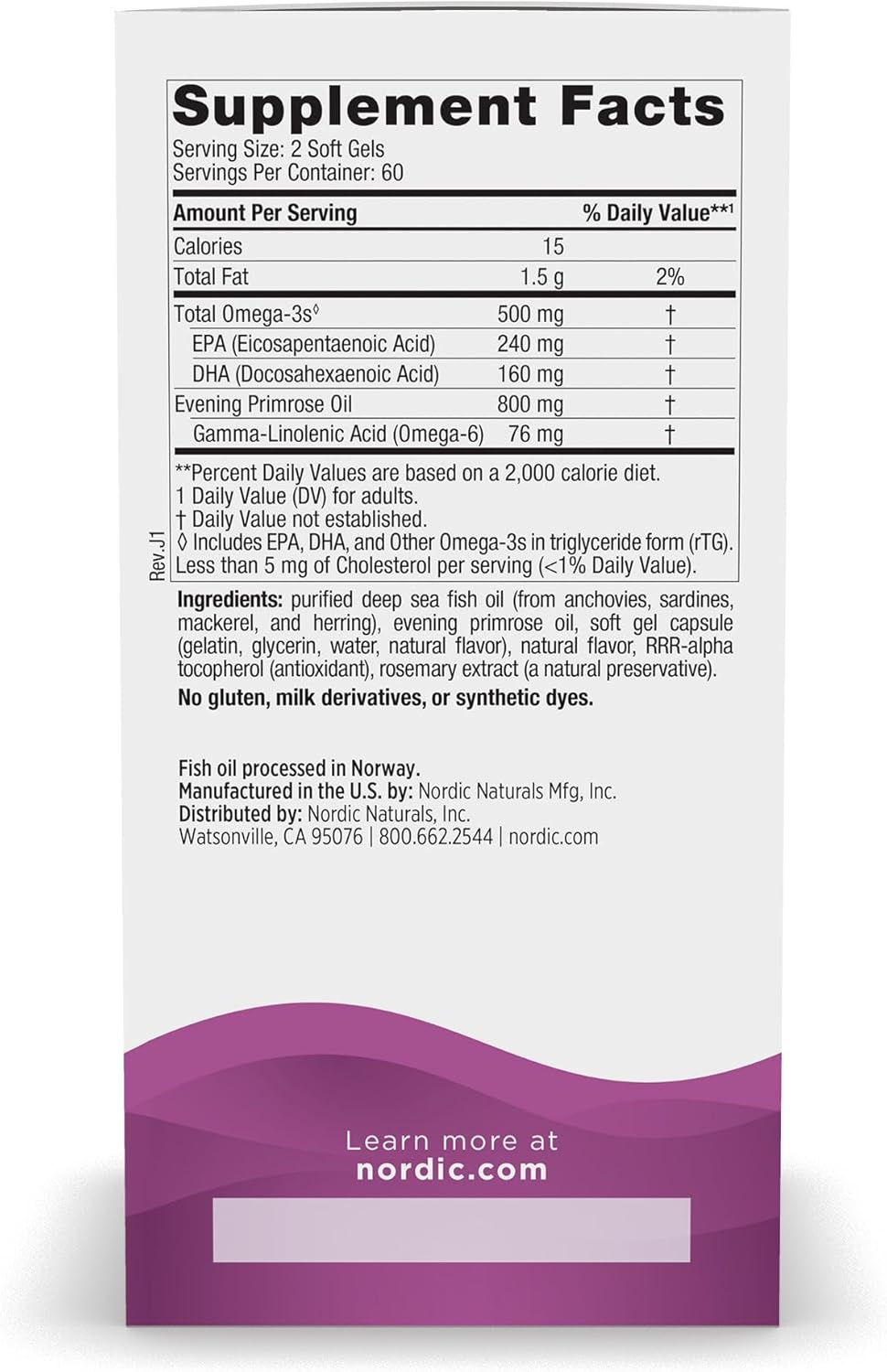 Nordic Naturals Omega Woman Soft Gels - Lemon Flavored - 500mg Omega-3 + 800mg Evening Primrose Oil - Skin Health, Hormone Balance, Wellness - Non-GMO - 60 Servings