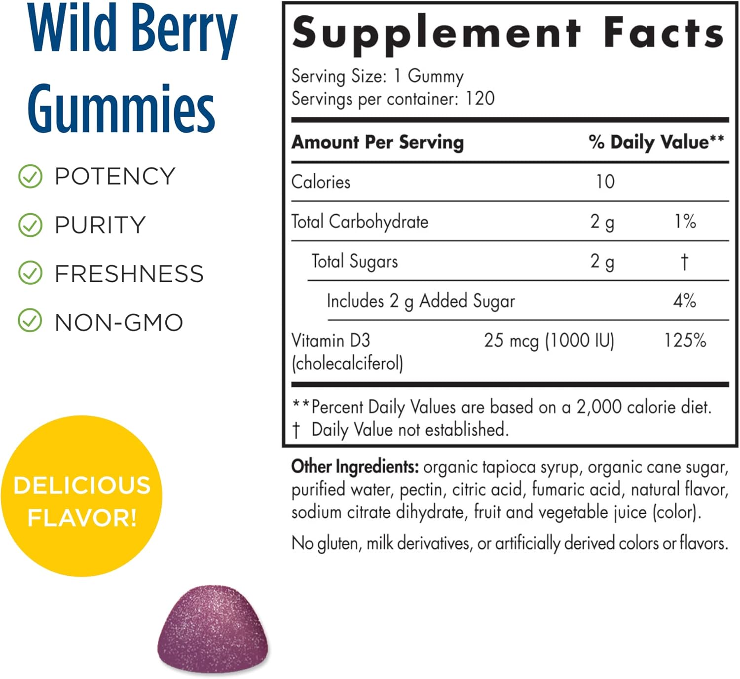 Nordic Naturals Pro Vitamin D3 Gummies, Wild Berry Flavor - 120 Gummies - 1000 IU Vitamin D3 - Supports Bone Health, Mood, and Immune System - Non-GMO - 120 Servings