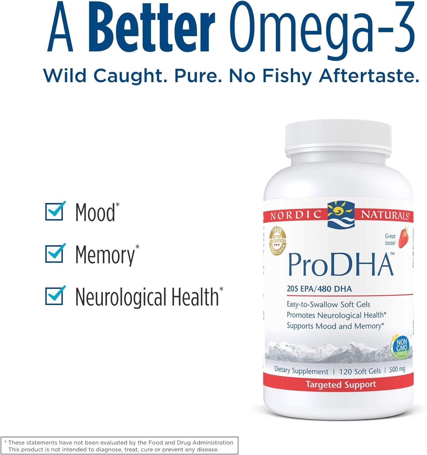 Nordic Naturals ProDHA Strawberry Soft Gels - 120 Count - 830mg Omega-3 - DHA Formula for Neurological Health, Mood, & Memory - Non-GMO - 60 Servings