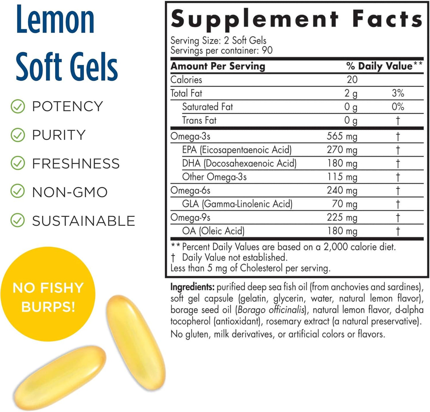 Nordic Naturals ProEFA 3-6-9 Soft Gels, Lemon Flavor - 180 Count - EPA & DHA with GLA - Healthy Skin, Cognition, Positive Mood - Non-GMO - 90 Servings